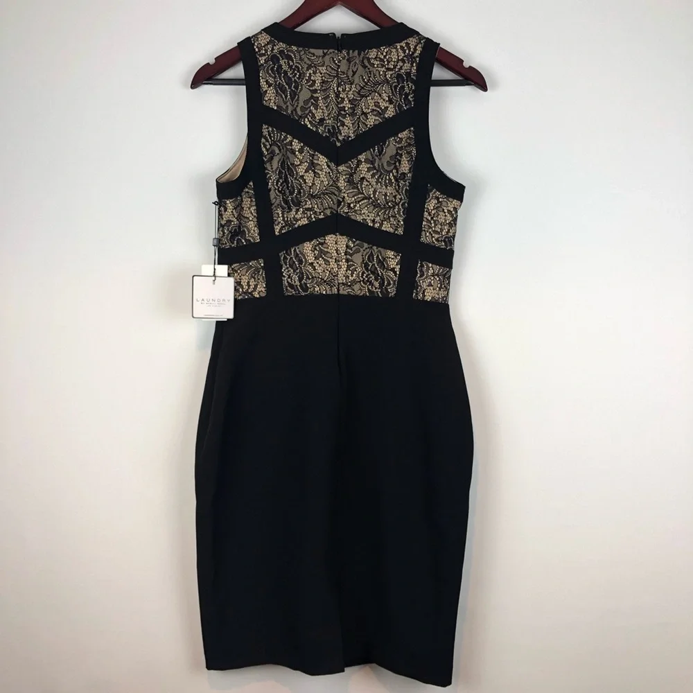Laundry By Shelli Segal Black Woven Sexy Slimming Dress $245